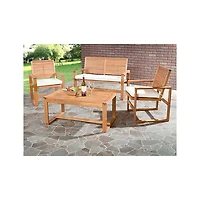 Natural Acacia 4-Pc. Patio Set with White Cushions