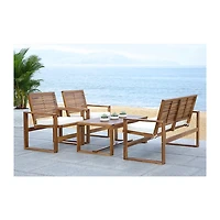 Natural Acacia 4-Pc. Patio Set with White Cushions