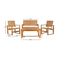 Natural Acacia 4-Pc. Patio Set with White Cushions