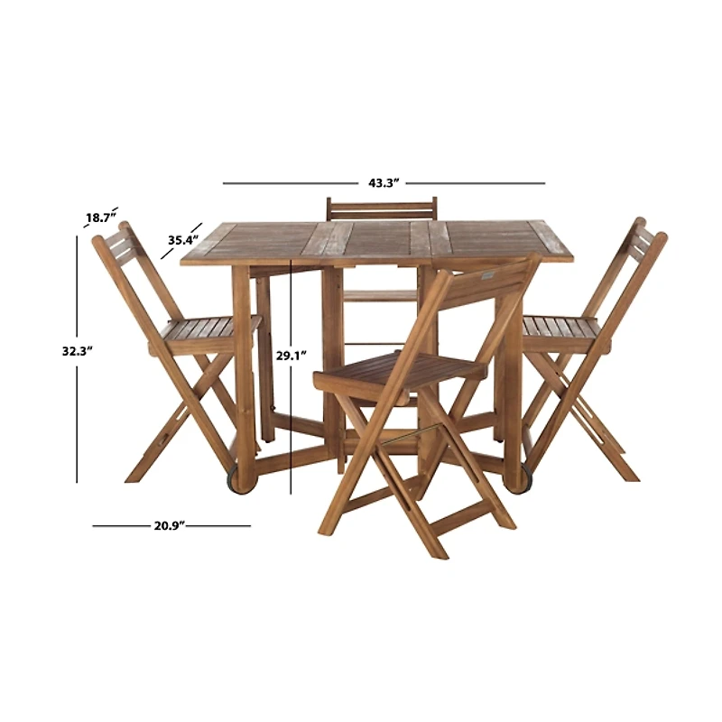 Natural Acacia Wood 4-pc. Foldable Dining Set