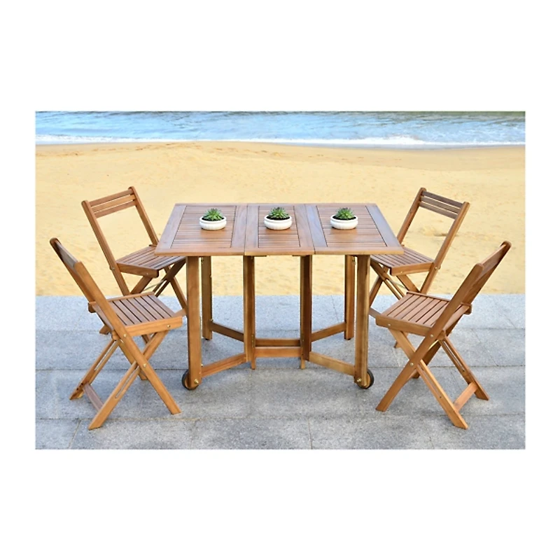 Natural Acacia Wood 4-pc. Foldable Dining Set
