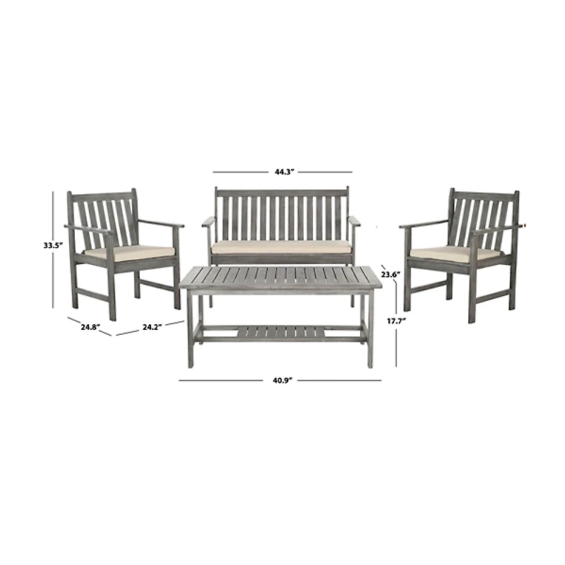 SAFAVIEH Gray 4-pc. Patio Set with Beige Cushions