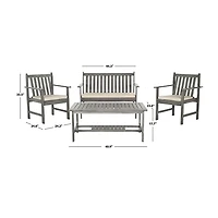 SAFAVIEH Gray 4-pc. Patio Set with Beige Cushions