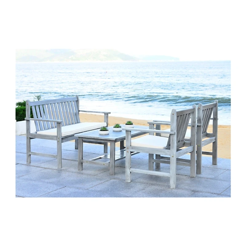 SAFAVIEH Gray 4-pc. Patio Set with Beige Cushions