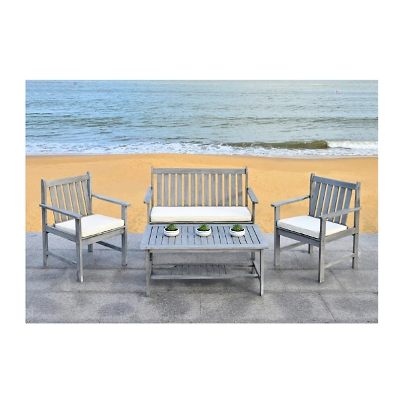 SAFAVIEH Gray 4-pc. Patio Set with Beige Cushions