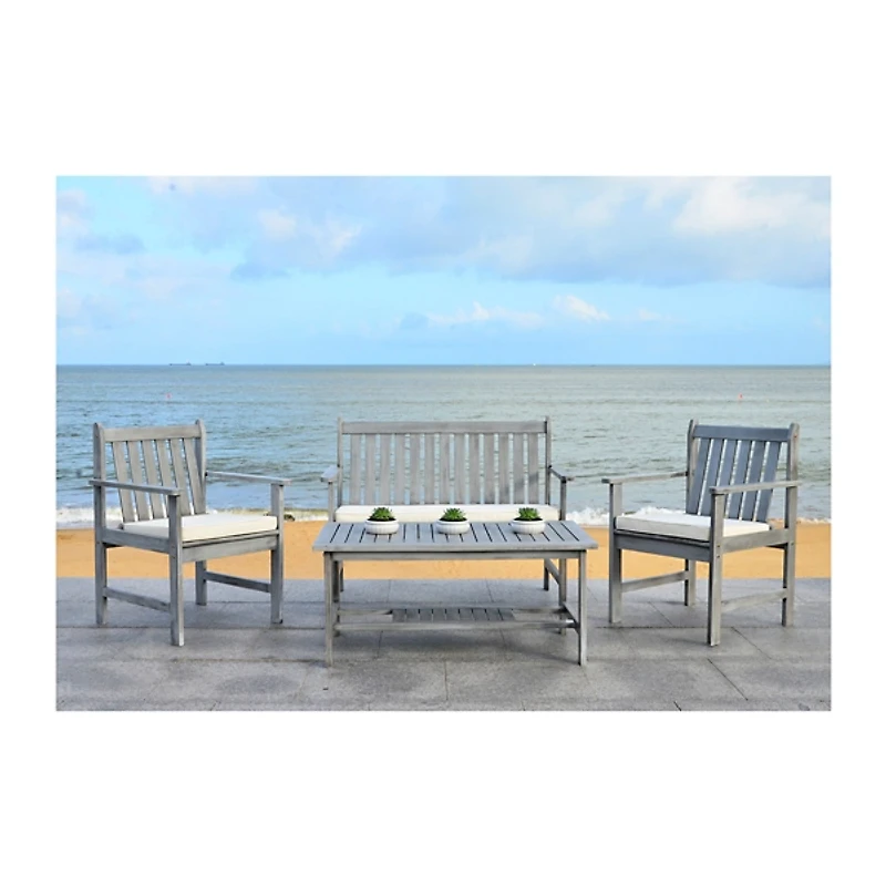 SAFAVIEH Gray 4-pc. Patio Set with Beige Cushions