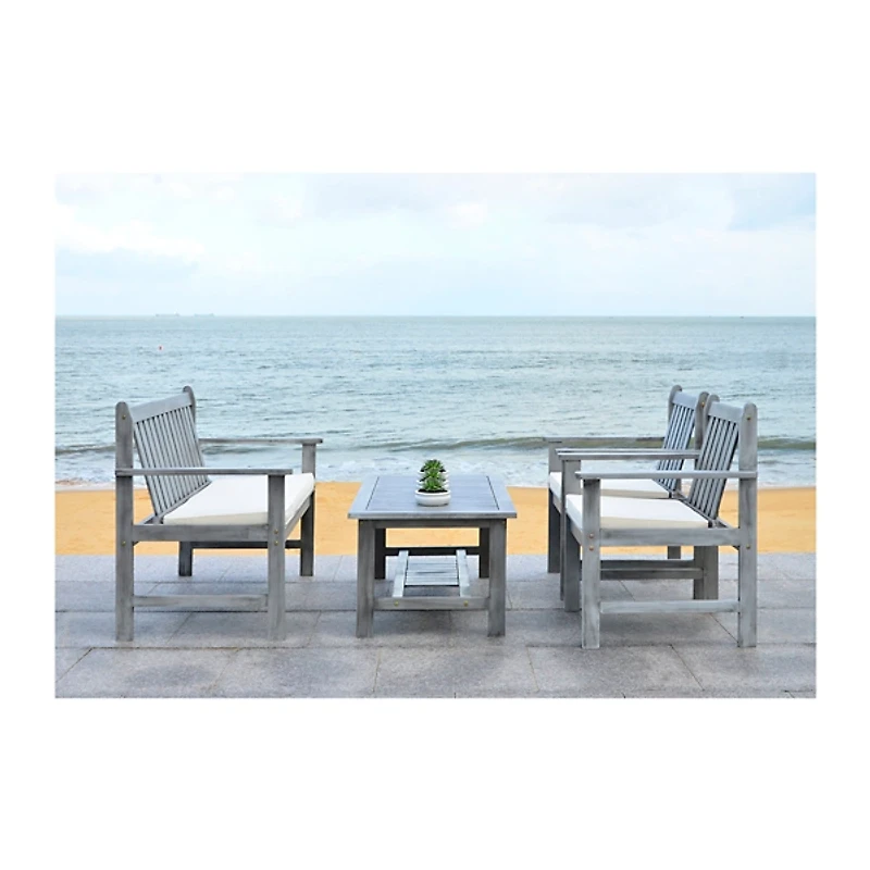 SAFAVIEH Gray 4-pc. Patio Set with Beige Cushions