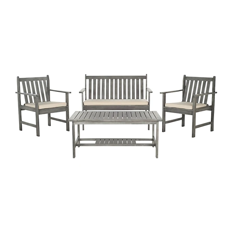 SAFAVIEH Gray 4-pc. Patio Set with Beige Cushions