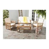 Caramel 4-pc. Acacia Patio Set with Beige Cushions