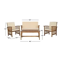 Caramel 4-pc. Acacia Patio Set with Beige Cushions