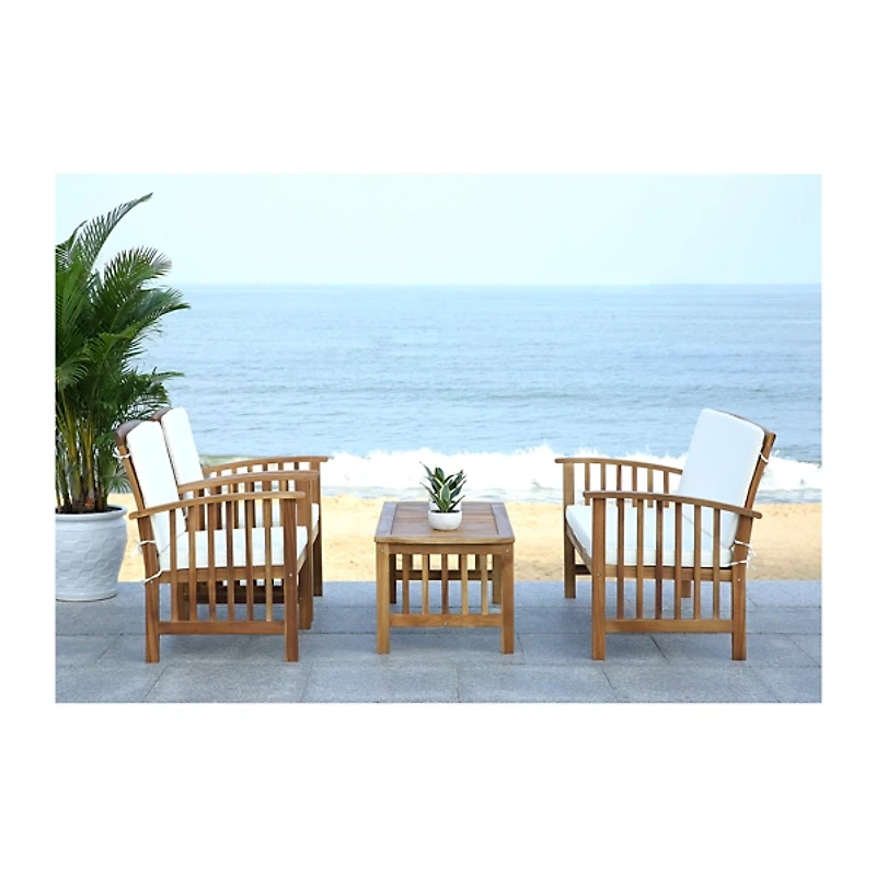 Caramel 4-pc. Acacia Patio Set with Beige Cushions