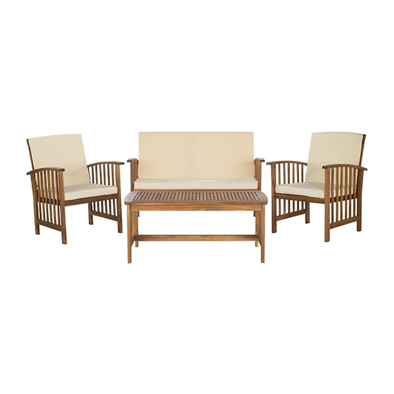 Caramel 4-pc. Acacia Patio Set with Beige Cushions