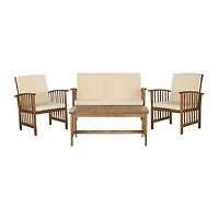 Caramel 4-pc. Acacia Patio Set with Beige Cushions