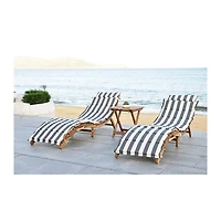 Acacia Wood 3-pc. Chaise Set with Striped Cushions
