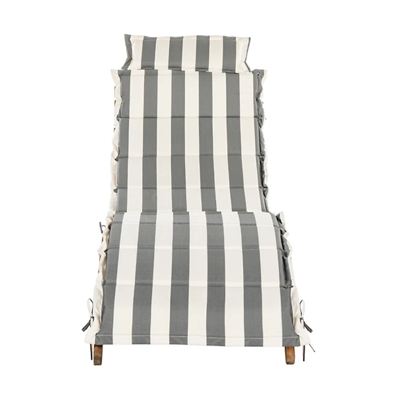Acacia Wood 3-pc. Chaise Set with Striped Cushions