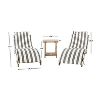 Acacia Wood 3-pc. Chaise Set with Striped Cushions