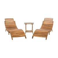 Acacia Wood 3-pc. Chaise Set with Striped Cushions