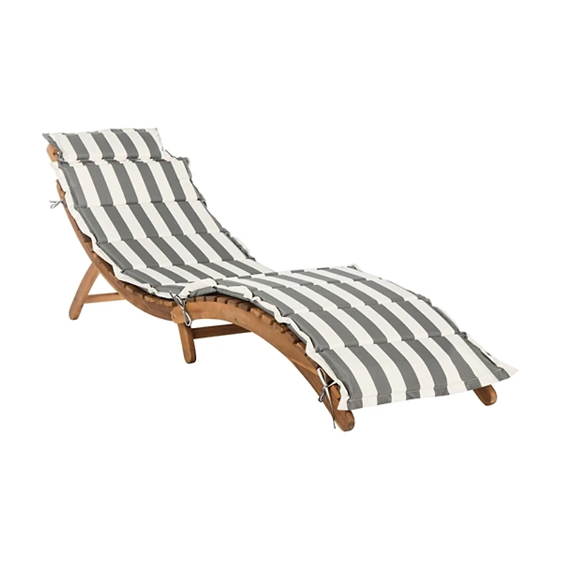 Acacia Wood 3-pc. Chaise Set with Striped Cushions