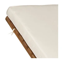 Natural Wooden Chaise with Table and Beige Cushion