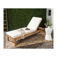 Natural Wooden Chaise with Beige Cushion