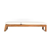 Natural Wooden Chaise with Beige Cushion