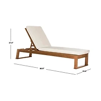 Natural Wooden Chaise with Beige Cushion