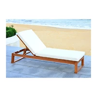 Natural Wooden Chaise with Beige Cushion