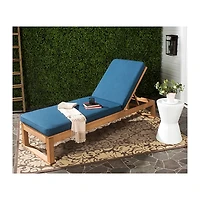 SAFAVIEH Natural Wooden Chaise with Navy Cushion