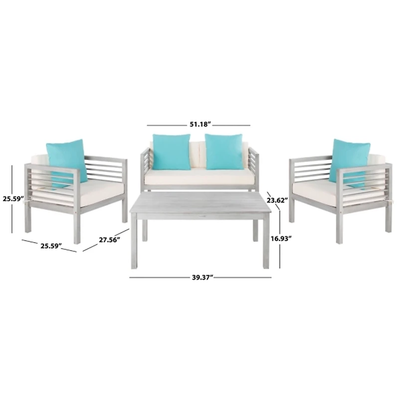 SAFAVIEH Gray & Blue 4-pc. Outdoor Living Set