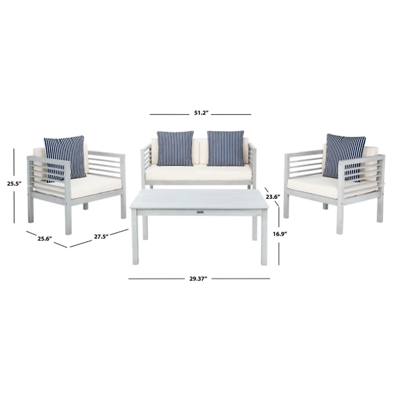 SAFAVIEH Gray & Striped Navy 4-pc. Outdoor Set