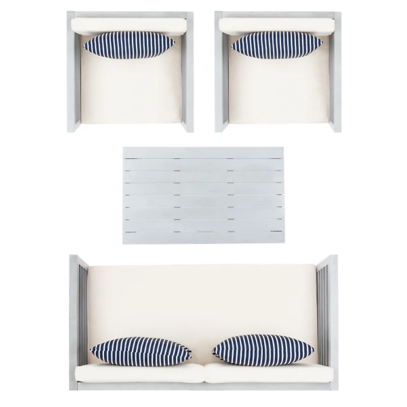SAFAVIEH Gray & Striped Navy 4-pc. Outdoor Set