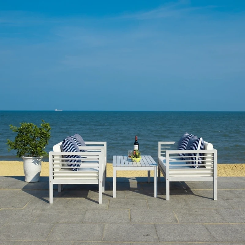 SAFAVIEH Gray & Striped Navy 4-pc. Outdoor Set