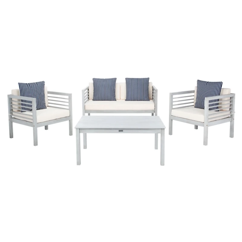 SAFAVIEH Gray & Striped Navy 4-pc. Outdoor Set