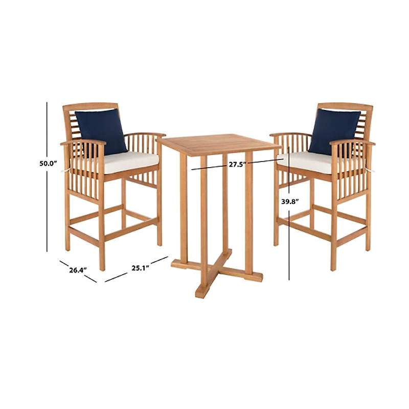 SAFAVIEH Natural Wood 3-pc. Set & White Cushions