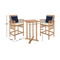 SAFAVIEH Natural Wood 3-pc. Set & White Cushions