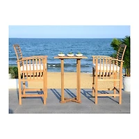 SAFAVIEH Natural Wood 3-pc. Set & White Cushions