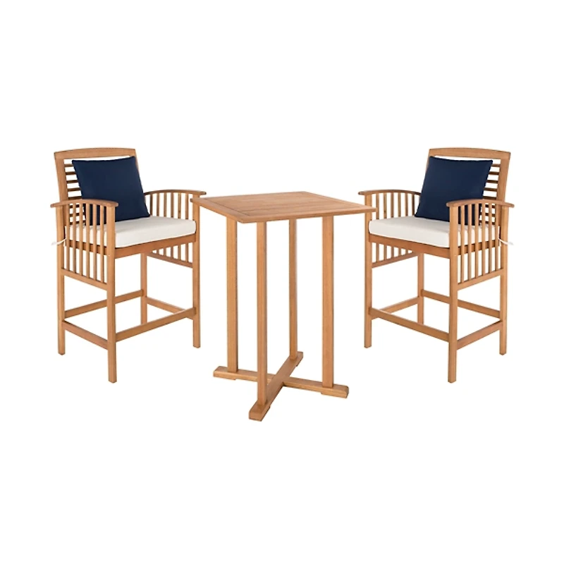 SAFAVIEH Natural Wood 3-pc. Set & White Cushions