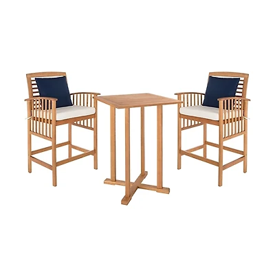 SAFAVIEH Natural Wood 3-pc. Set & White Cushions