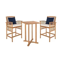 SAFAVIEH Natural Wood 3-pc. Set & White Cushions