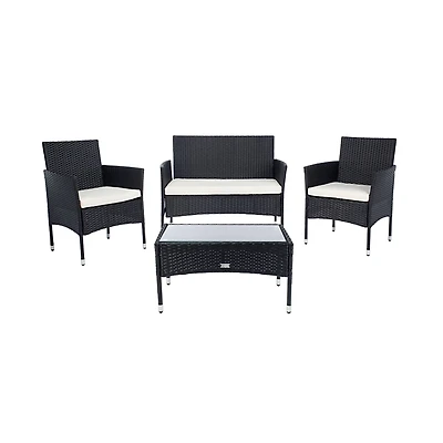 SAFAVIEH Black Wicker 4-pc. Outdoor Living Set