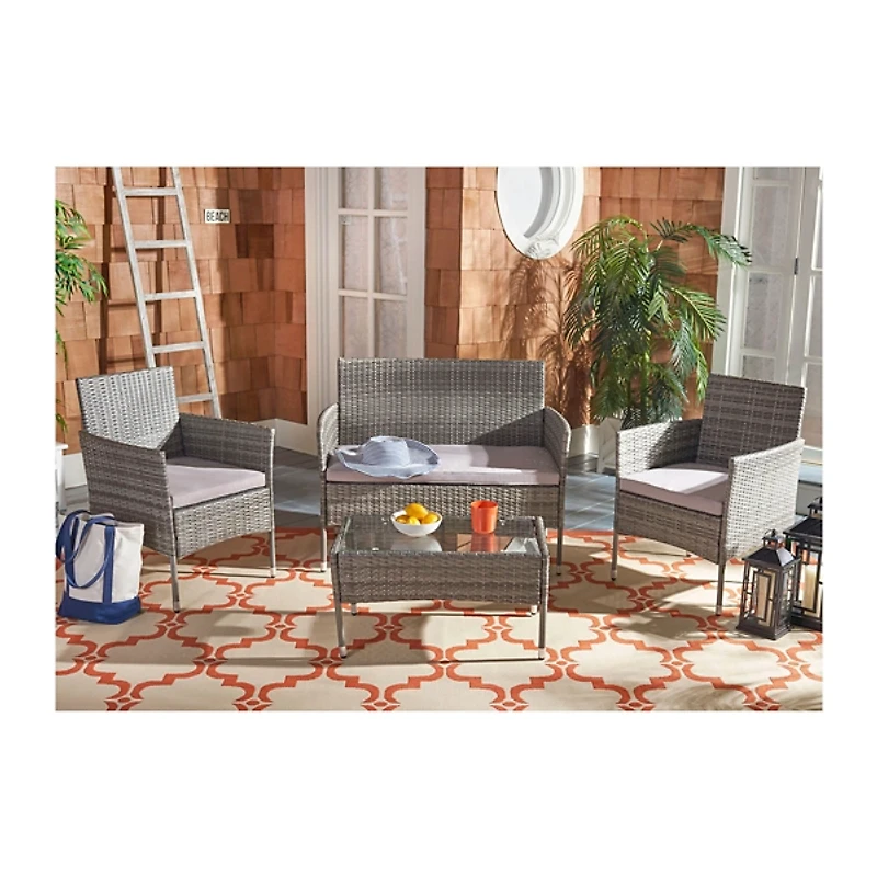 SAFAVIEH Gray Wicker 4-pc. Outdoor Living Set