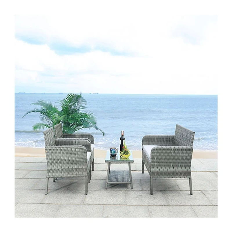 SAFAVIEH Gray Wicker Triangle 4-pc. Outdoor Set