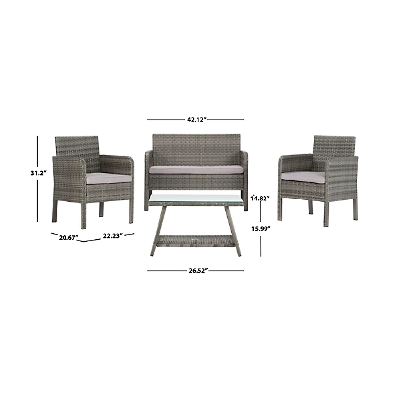 SAFAVIEH Gray Wicker Triangle 4-pc. Outdoor Set