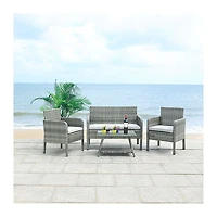 SAFAVIEH Gray Wicker Triangle 4-pc. Outdoor Set
