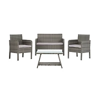 SAFAVIEH Gray Wicker Triangle 4-pc. Outdoor Set