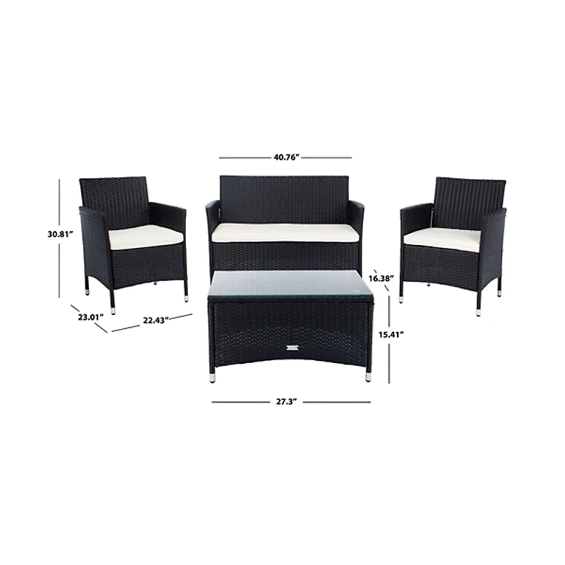 SAFAVIEH Black Box Wicker 4-pc. Outdoor Living Set