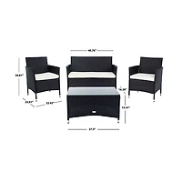 SAFAVIEH Black Box Wicker 4-pc. Outdoor Living Set