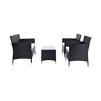 SAFAVIEH Black Box Wicker 4-pc. Outdoor Living Set