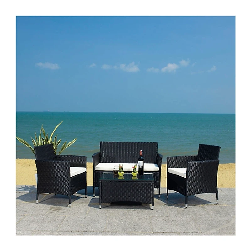 SAFAVIEH Black Box Wicker 4-pc. Outdoor Living Set