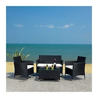 SAFAVIEH Black Box Wicker 4-pc. Outdoor Living Set
